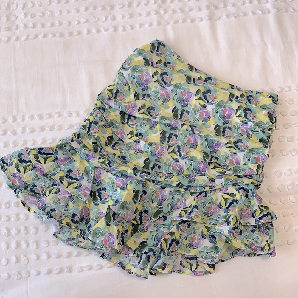 Asymmetrical floral mini skirt XS